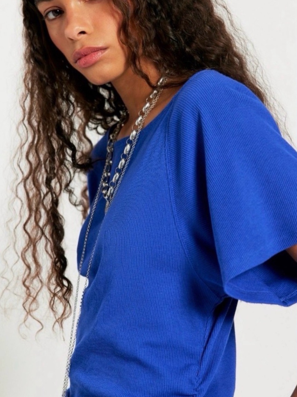 Free People Lucy Off-The-Shoulder Tee. NWT. Violet splendor
